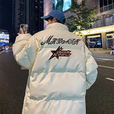 新款立领pu皮印花棉衣男秋冬季加厚面包服外套保暖棉服MY621-P115，男装棉衣，星座505-3