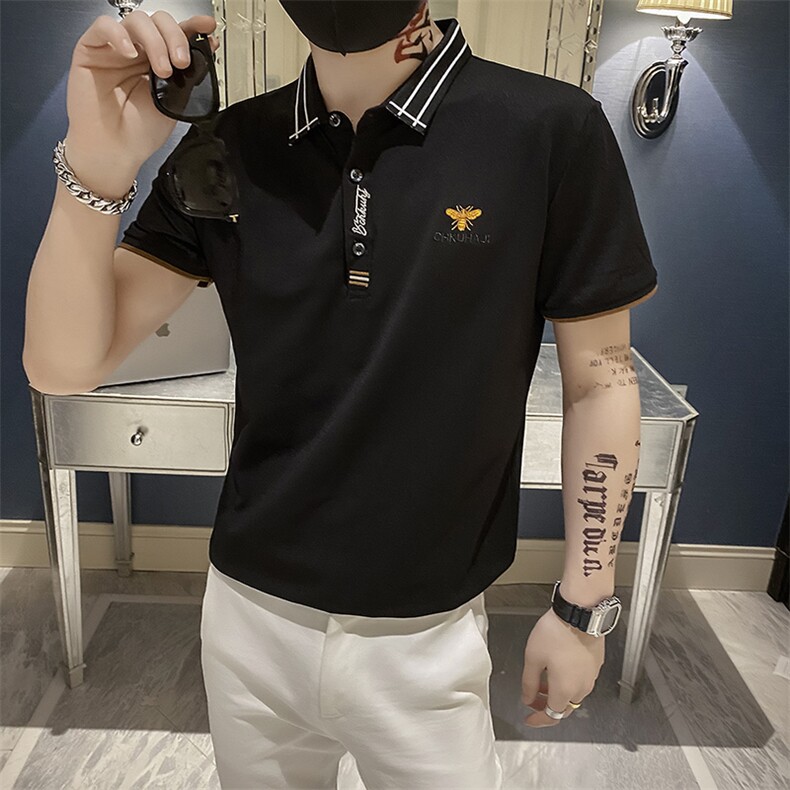 82380-P35男士翻领短袖T恤潮流帅气时尚百搭社会精神小伙Polo衫，男装Polo衫，电商D310B