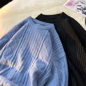 8XL-M圆领毛衣男秋冬季宽松慵懒套头麻花针织衫毛线衣MY19005P68图片