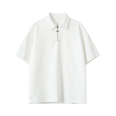 特批P22无差价夏季华夫格半拉链翻领高街短袖T恤男宽松上衣T5130，男装T恤，电商A001