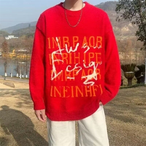 针织衫男女韩版潮流字母提花帅气百搭2025冬季ins毛衣MZ779-P60图片