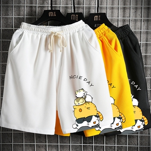 MK37090-P15 冰丝短裤男士大码宽松休闲五分裤男运动中裤网格挂拍图片
