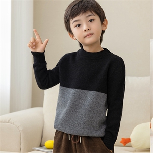 秋冬100%纯山羊绒衫男士半高领加厚毛衣打底宽松大码马鞍肩针织衫,童装儿童羊毛衫,冰晶童装