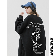 中性风新款秋季时尚百搭宽松字母印花潮流圆领卫衣W1046P30控48，男装卫衣，A247A