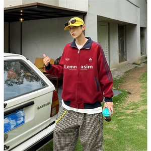 抖音得物美式高街重磅结构设计拼接织带立领印花卫衣外套 ACM4202图片