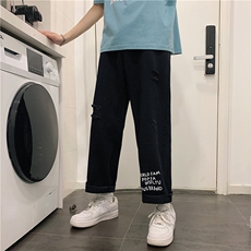 k705-p48-控68中性高阶港风中性ins宽松大码肥仔破洞牛仔裤，男装牛仔裤，星座116
