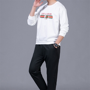 运动套装男2023年春季新款潮牌休闲圆领卫衣搭配中青年男士运动服图片