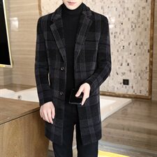 新款秋冬男士修身呢子大衣中长款时尚休闲西装领毛呢外套N07P180，男装毛呢大衣，电商B226-2（原B217-2）