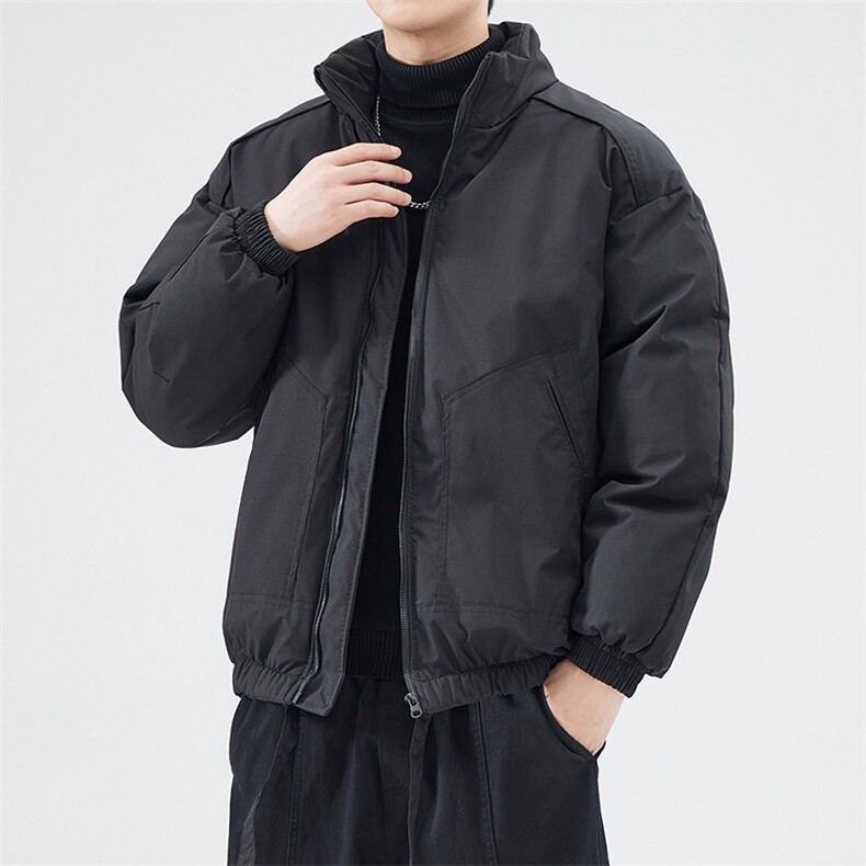 现货冬季美式休闲加厚雪山外套夹克立领纯色三防户外工装棉服,男装夹克,电商A443