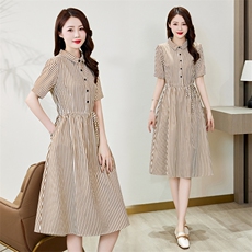 棉麻连衣裙夏季2024新款衣服大码女装超好看高端精致气质连身裙子，女装连衣裙，罗得堡