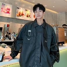 EQ306痞帅的皮夹克外套男秋季宽松皮衣韩范港风新款夹克，男装夹克，电商C306-1