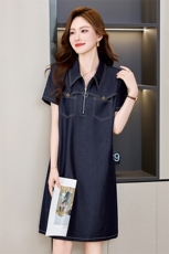 夏季薄款牛仔连衣裙女装新款2025年小个子休闲宽松中长款裙子，女装毛呢外套，新感觉