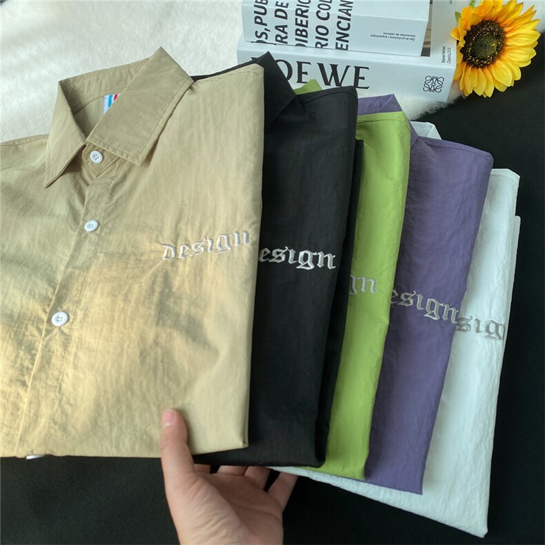 夏季新款速干短袖刺绣衬衫潮流港风宽松百搭男半袖 CS285-P35图片