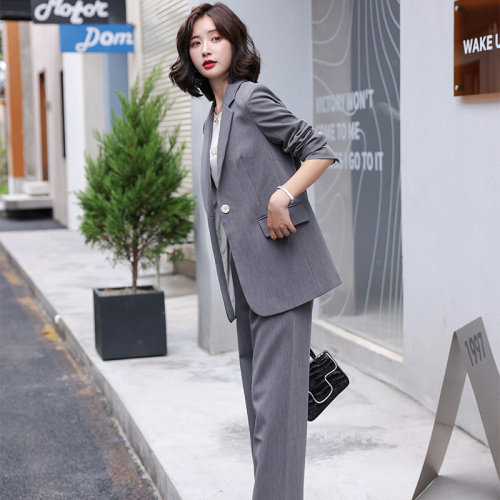 灰色西装外套女职业套装韩版秋2021新款气质小西服女雅佳俏319#,女装西装,雅佳俏