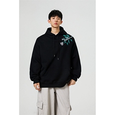 万针刺绣结构设计重磅秋冬全棉高品质美式高街连帽卫衣外套Y7801，女装短外套，电商A486-1