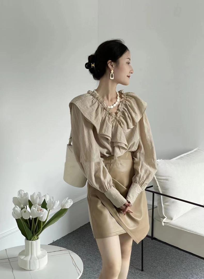 【现货】秋季新款荷叶边大领子衬衣,女装其它,裴兔子(3F)