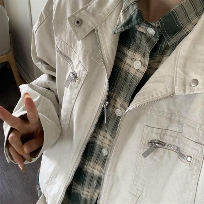 美式古着vintage水洗帆布牛仔外套男女款多口袋立领工装情侣夹克,男装工装外套,星座813-2