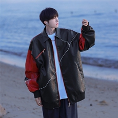 2025秋新凯门鳄鱼纹拼接男皮衣外套JK528/P118控158-聚脂钎维，男装皮衣，电商A148