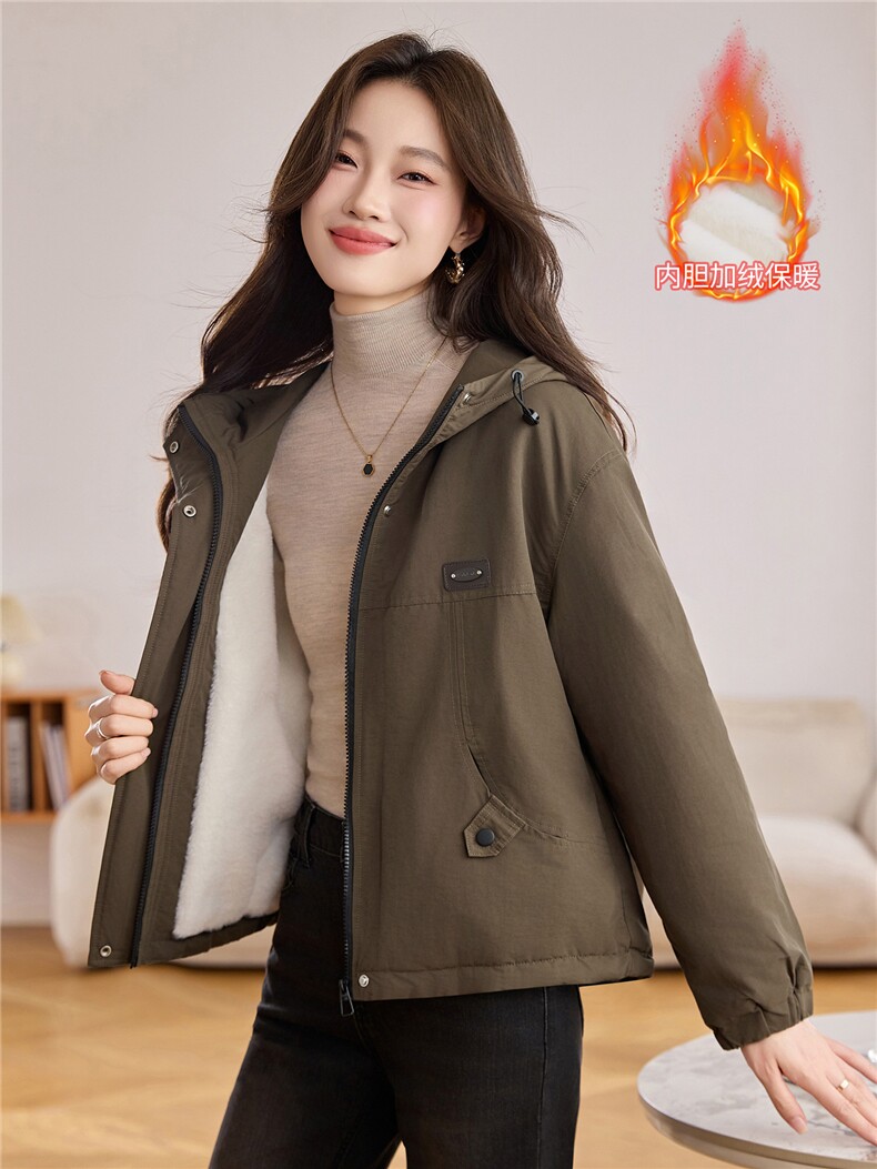 现货！现货！2025冬季新款加绒加厚连帽棉衣棉服女,女装棉衣/棉服,以桐