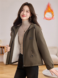 现货！现货！2025冬季新款加绒加厚连帽棉衣棉服女图片