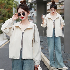 （现货）时尚宽松连帽短款外套女新款减龄显瘦休闲小个子夹克上衣，女装短外套，韩蔻秀