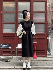 拼接设计连衣裙图片