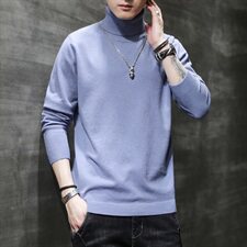 高领纯色毛衣男士宽松秋冬潮流2021新款多色针织衫DF65T，男装针织衫/毛衣，电商A102