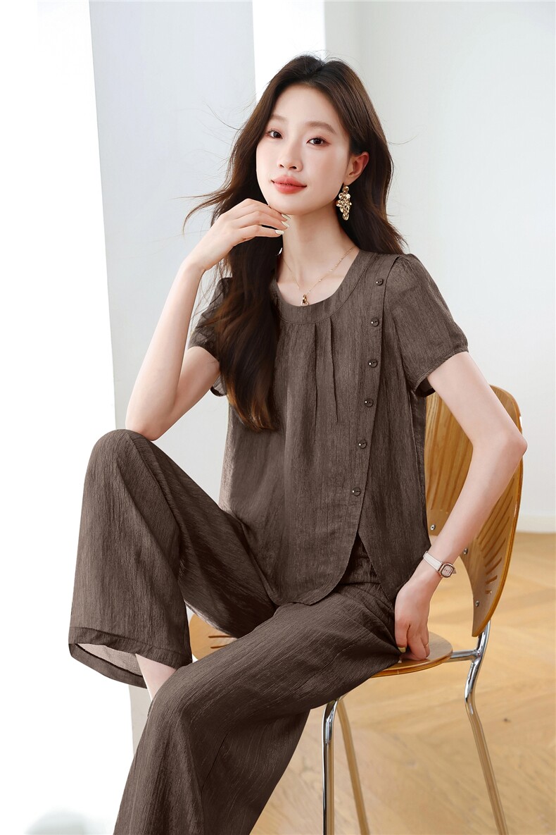 超火夏装一整套套装女2025夏季新款气质爆款短袖上衣阔腿裤两件套,女装套装/套裙,梦依杭