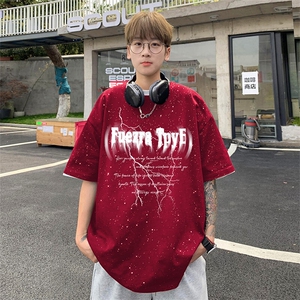 可48小时发货支持抖音得物来样二开 美式满天星亮片短袖T恤MTX666图片