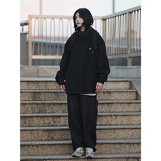 1506A/GG1010/P59冬季日系印花冲锋衣男女宽松连帽夹棉1，男装夹克，星座1506A