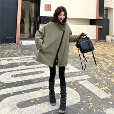2026冬季复古羊羔毛翻领工装派克羽绒服2C212-G209-P295-K438，女装羽绒服，2C212