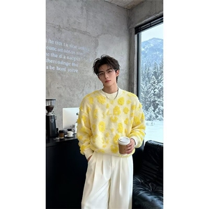 有货DMY2095-特批68春秋奶牛斑点提花男女针织衫退货低图片