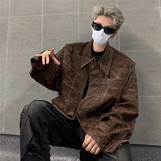 现货不缺货欧美水洗皮衣宽松假两件外套夹克1209-1-JK17-P108，男装夹克，星座1209-1