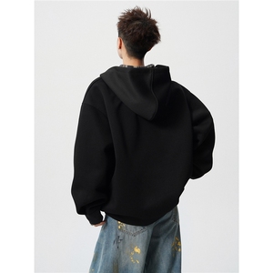 现货 WY10178-特p58 加绒P68 重磅卫衣大码假俩件连帽衫美式外套图片