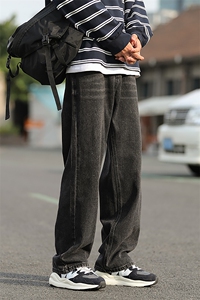 牛仔裤男宽松做旧直筒裤715-6-BK607P50(控68）图片