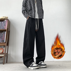 秋冬加绒加厚保暖牛仔裤休闲潮流大码时尚加绒宽松抽绳束脚牛仔裤，男装牛仔裤，星座1013-1