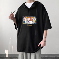 LD54396-P45NASA连帽短袖t恤男大码胖子带帽五分袖中袖，男装T恤，电商A040