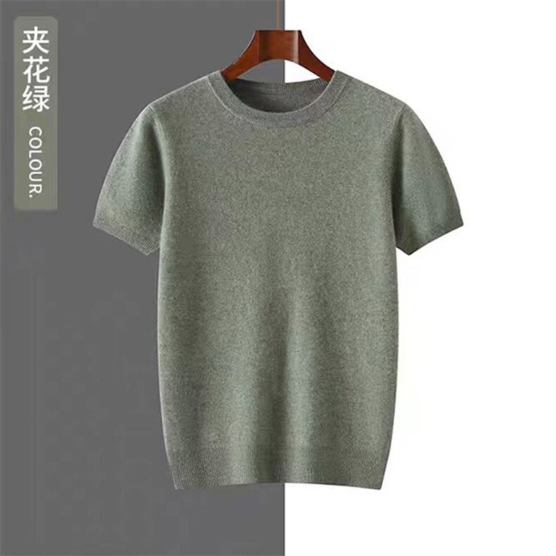 2025年秋季套头圆领时尚都市青春流行12针圆领半袖，男装羊毛衫，犀桦羊绒