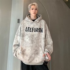 重磅扎染设计连帽卫衣男春秋季oversize慵懒套头上衣W90-P58，男装卫衣，电商C307