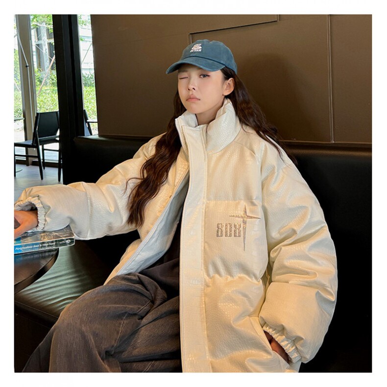 2025情侣款PU皮棉衣棉服鳄鱼纹拼接面包服棉袄皮衣外套1612-P85,男装皮衣,星座207