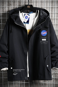 JK41243-P85  NASA纯棉连帽夹克男士大码工装夹克男  网格图片