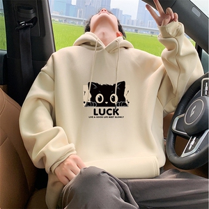 CM090重磅连帽卫衣纯棉卡通猫咪宽松帽衫潮牌男生外套图片