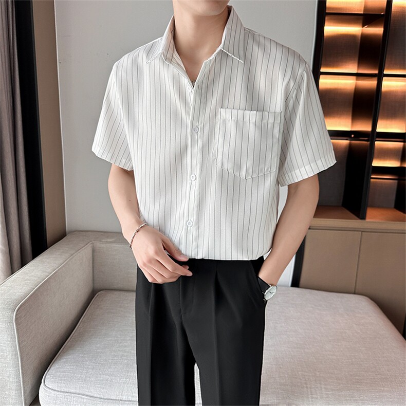 2024年春夏季潮夏季方领短袖青年薄款男装衬衫上衣C524-P35,男装衬衫,星座308B-2