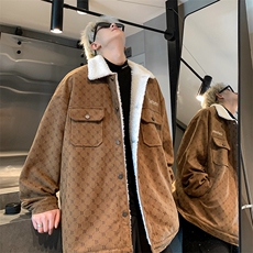 羊羔绒外套男女同款冬季加绒加厚棉服美式高街棉袄A170-M882TP100，男装棉衣，电商A170