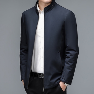 2023新款冬季立领纯色棉服中年男士宽松免烫棉衣爸爸装保暖外套图片