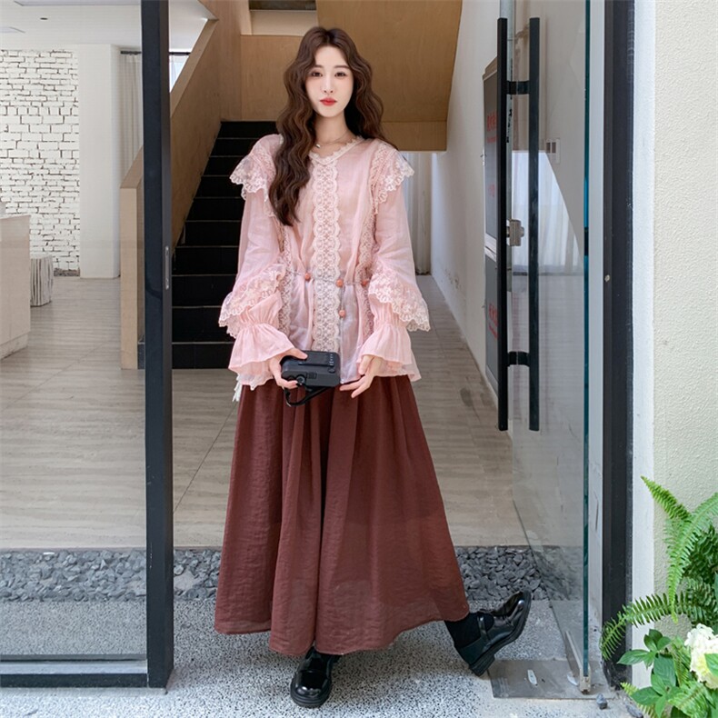 【现货】蕾丝拼接上衣+半身裙套装2C158-6009-P165-K238,女装套装/套裙,2C158