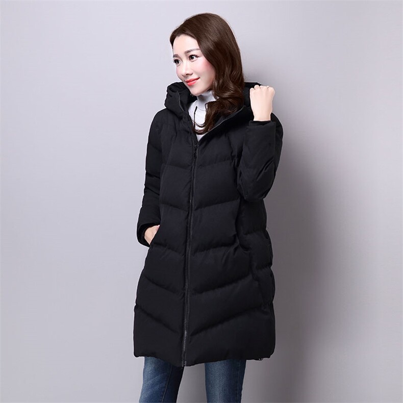 棉衣/棉服简约甜美清新韩版长袖中长款拉链2020年冬季纯色,女装棉衣/棉服,独衣靓