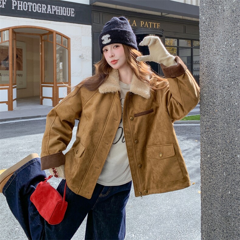 新款主推90绒内胆麂皮羽绒服2680-P275-K408,女装短外套,2C129