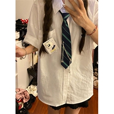 日系学院风潮牌宽松短袖2025衬衫男女夏威夷沙滩短袖衬衣CH80，男装T恤，星座1116A（原606A-3）