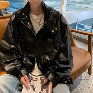 日系复古痞帅PU皮衣男机车夹克高级感潮牌美式街头外套LW566-p68图片